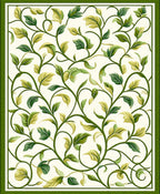 Green Vine Leaf Pattern Rug