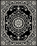 Ornate Black White Floral Scroll Rug