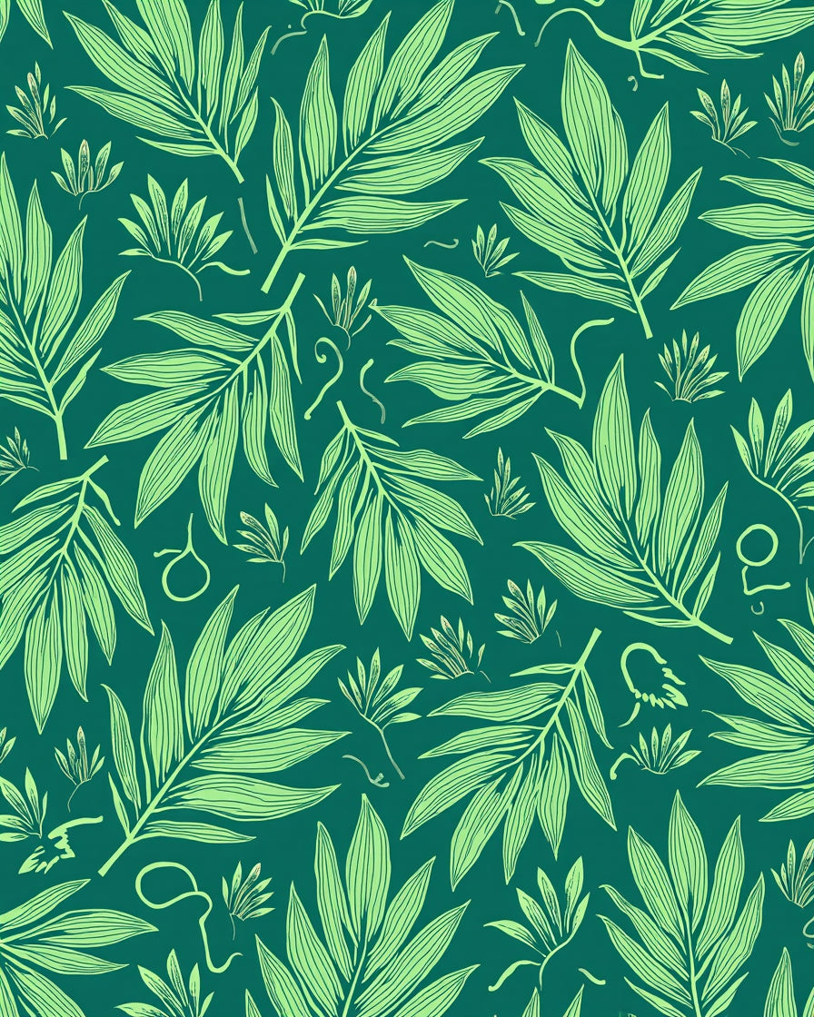 Tropical Leaf Pattern Design Rug