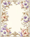 Vintage Floral Scroll Border Design Rug
