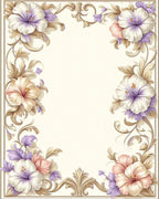 Vintage Floral Scroll Border Design Rug