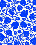 Vivid Blue Floral Vine Pattern Rug