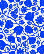 Vivid Blue Floral Vine Pattern Rug