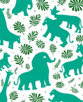 Teal Jungle Animal Silhouette Pattern Rug