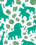 Teal Jungle Animal Silhouette Pattern Rug