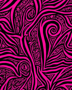 Bold Hot Pink Tribal Swirl Pattern Rug