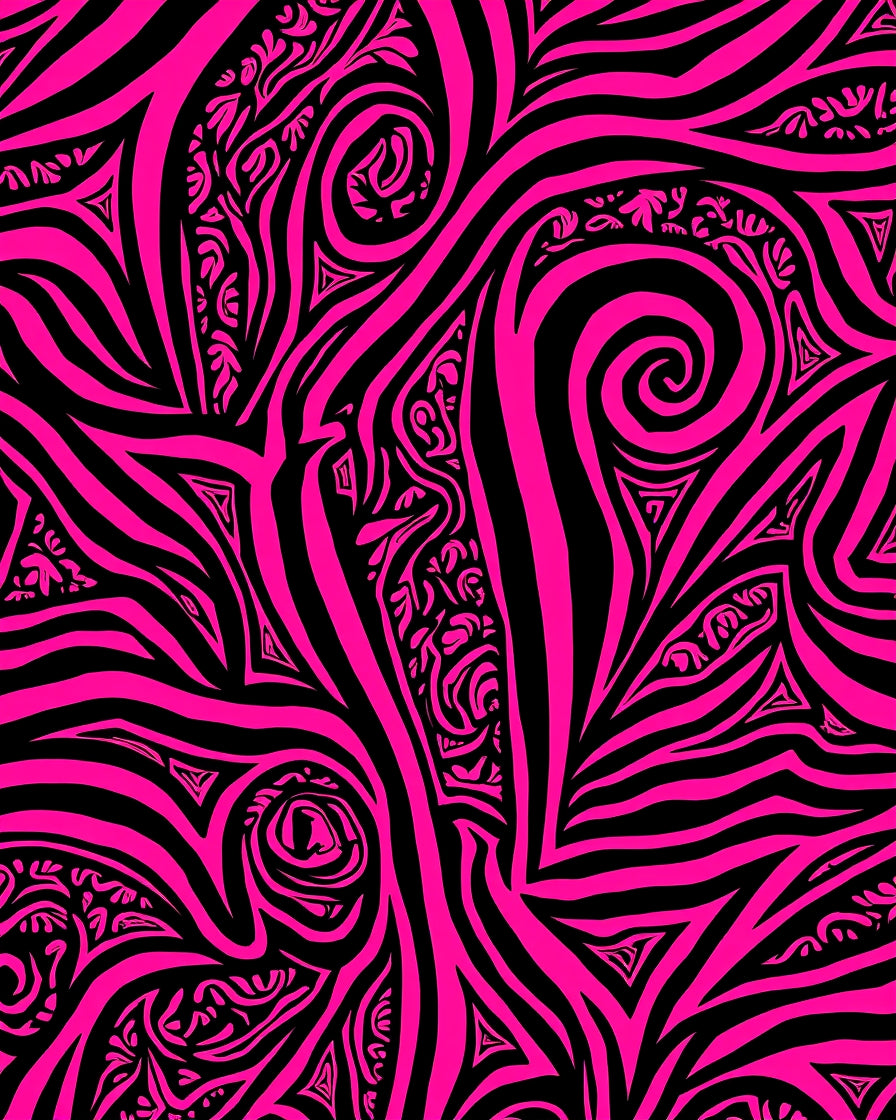 Bold Hot Pink Tribal Swirl Pattern Rug