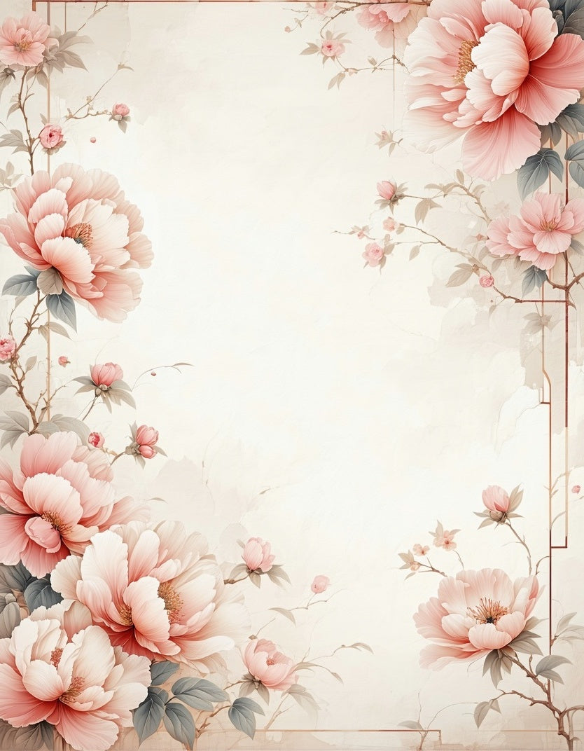Delicate Blush Floral Branch Design Rug
