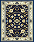Ornate Navy Floral Border Pattern Rug