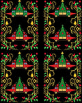 Festive Red Trucks Christmas Tree Border Rug