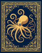 Golden Octopus Nautical Frame Rug