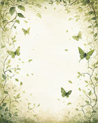 Whimsical Green Butterfly Vine Pattern Rug