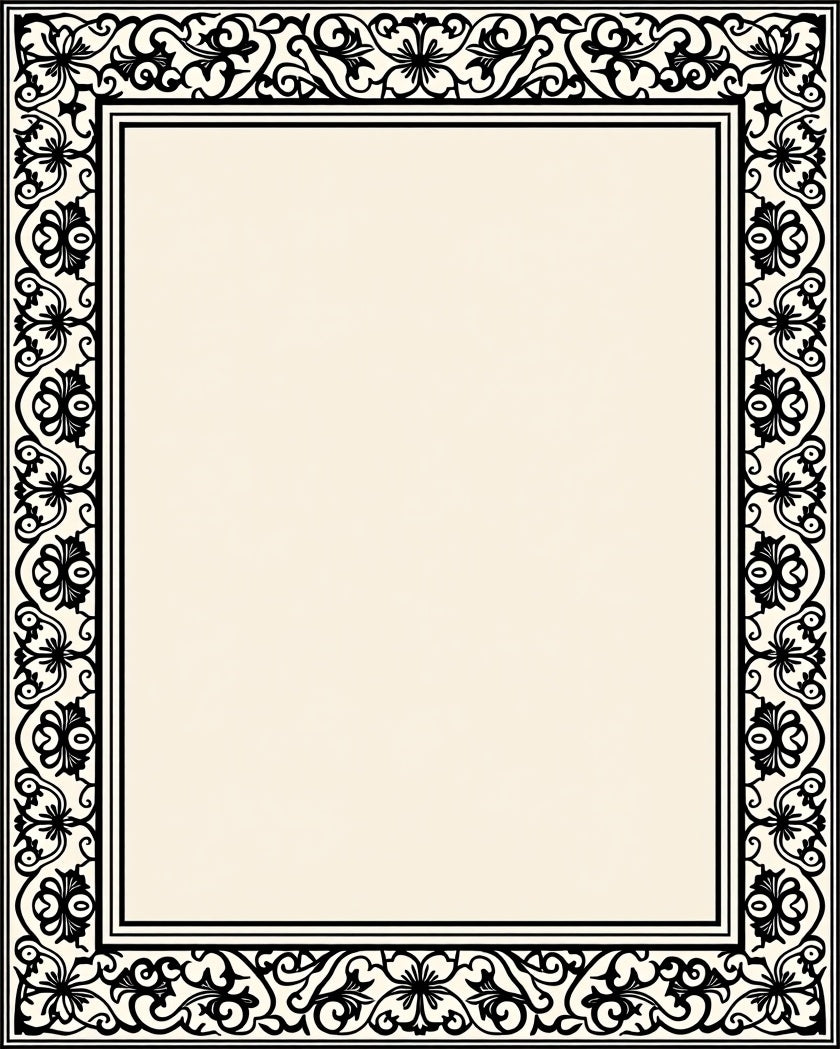Elegant Black Floral Border Design Rug