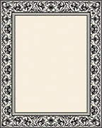 Elegant Black Floral Border Design Rug