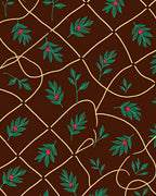 Brown Lattice Green Berry Botanical Rug