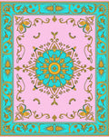 Elegant Pink Teal Golden Floral Rug