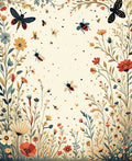 Whimsical Garden Bugs Flowers Pattern Rug