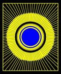 Bold Yellow Blue Sunburst Pattern Rug
