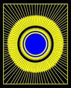 Bold Yellow Blue Sunburst Pattern Rug
