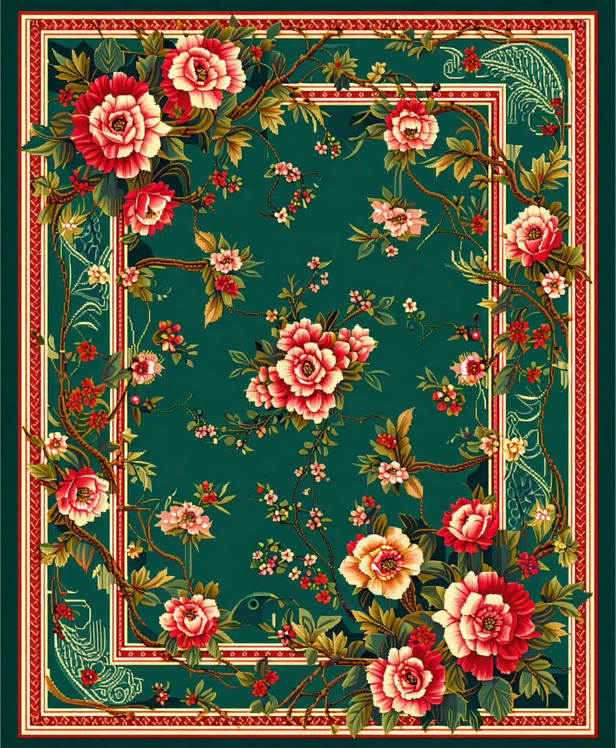 Aesthetic Floral Vine Pattern Rug