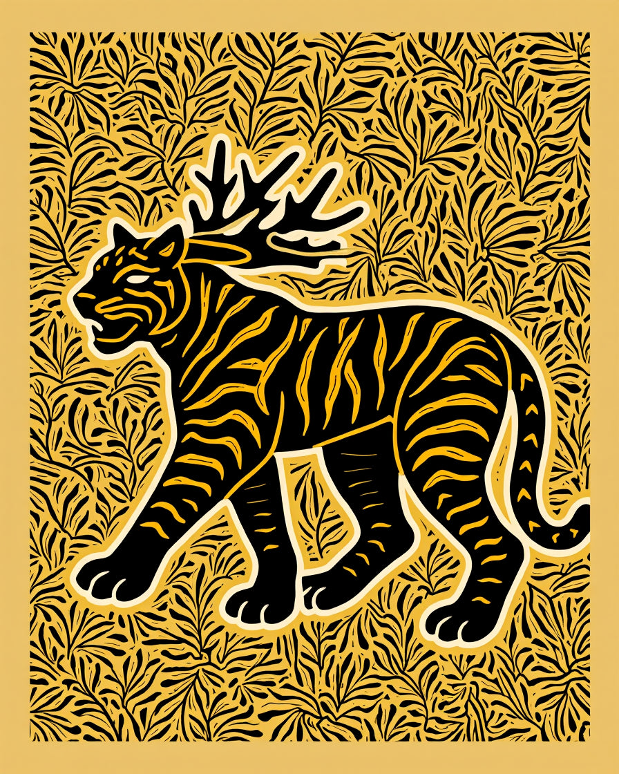 Bold Tiger Antler Print Rug
