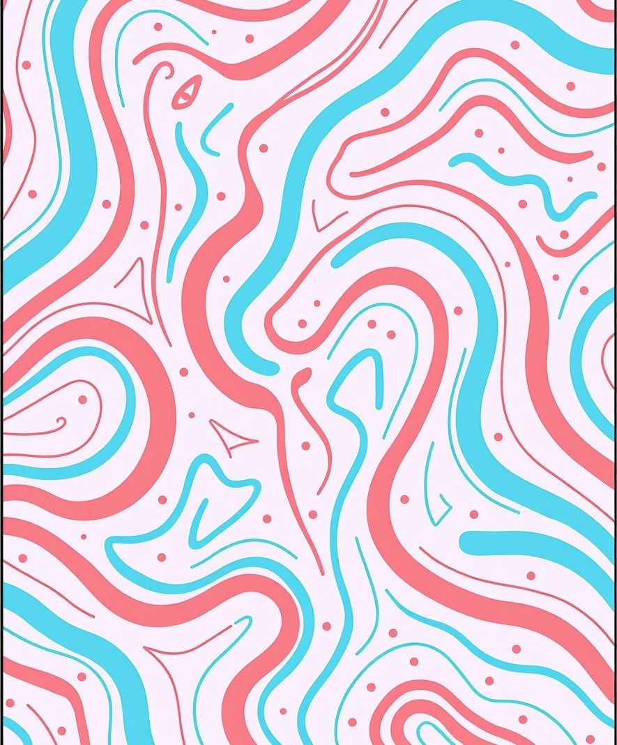Coral Teal Swirl Abstract Rug