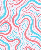Coral Teal Swirl Abstract Rug