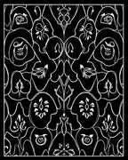 Art Nouveau Black White Floral Pattern Rug