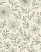 Serene Floral Botanical Print Design Rug