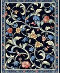 Dark Floral Vine Botanical Pattern Rug