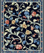 Dark Floral Vine Botanical Pattern Rug