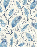 Blue Feather Branch Pattern Design Rug