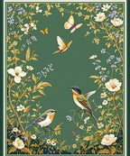 Birds Butterflies Floral Vintage Garden Rug
