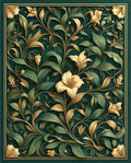 Rich Emerald Botanical Art Nouveau Rug