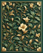 Rich Emerald Botanical Art Nouveau Rug
