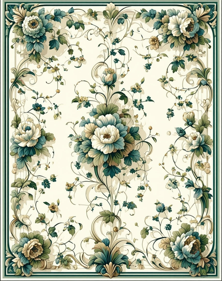 Classic Floral Scrollwork Pattern Rug