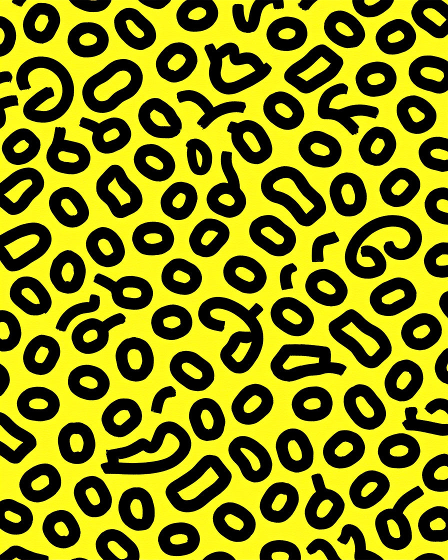 Bold Yellow Outline Shapes Rug