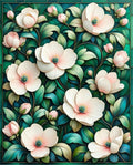 Botanical Bloom Detailed Green Accents Rug