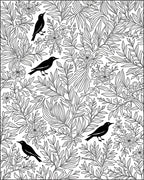 Botanical Birds In A Garden Pattern Rug