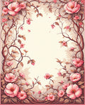 Pink Garden Floral Branch Design Rug