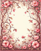 Pink Garden Floral Branch Design Rug
