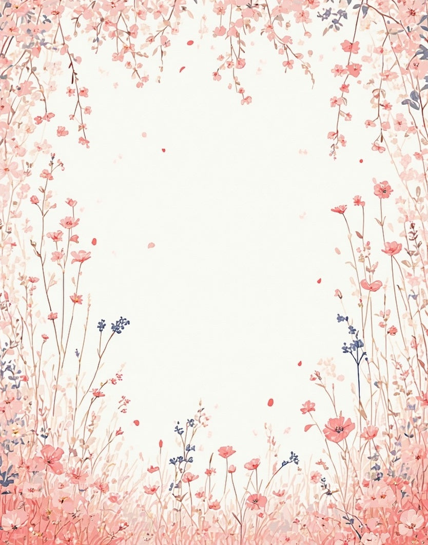 Delicate Pink Floral Scene Rug