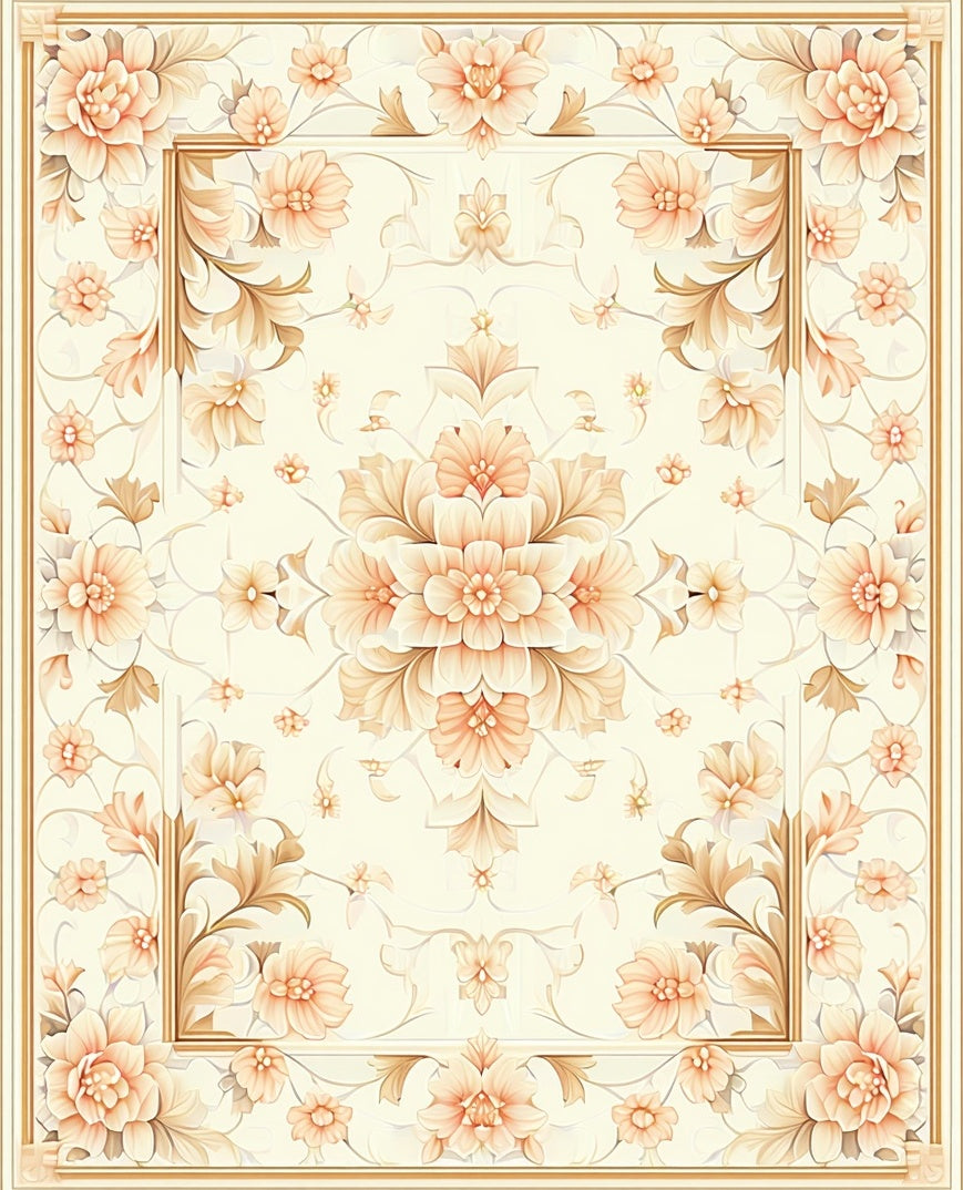 Elegant Floral Patterned Light Rug