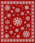 Crimson White Snowflake Mandala Border Rug
