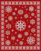Crimson White Snowflake Mandala Border Rug