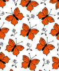 Orange Butterfly Pattern With Delicate Flowers Rug