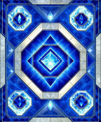 Radiant Blue Gemstone Geometric Pattern Rug