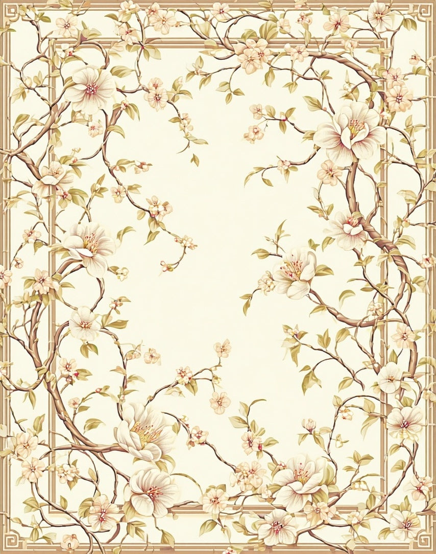 Elegant Floral Blossom Branch Design Rug