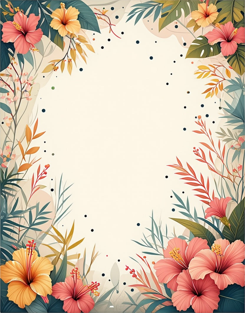 Tropical Hibiscus Floral Botanical Design Rug