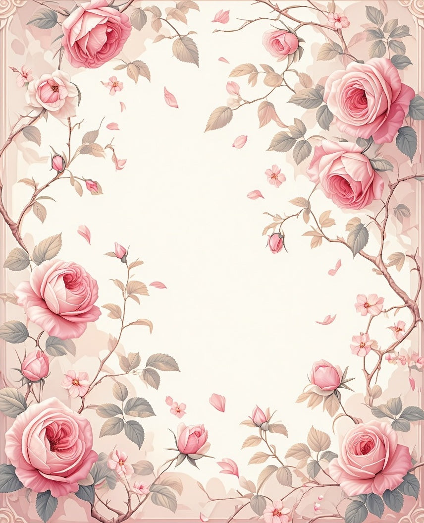 Soft Pink Rose Garden Style Rug